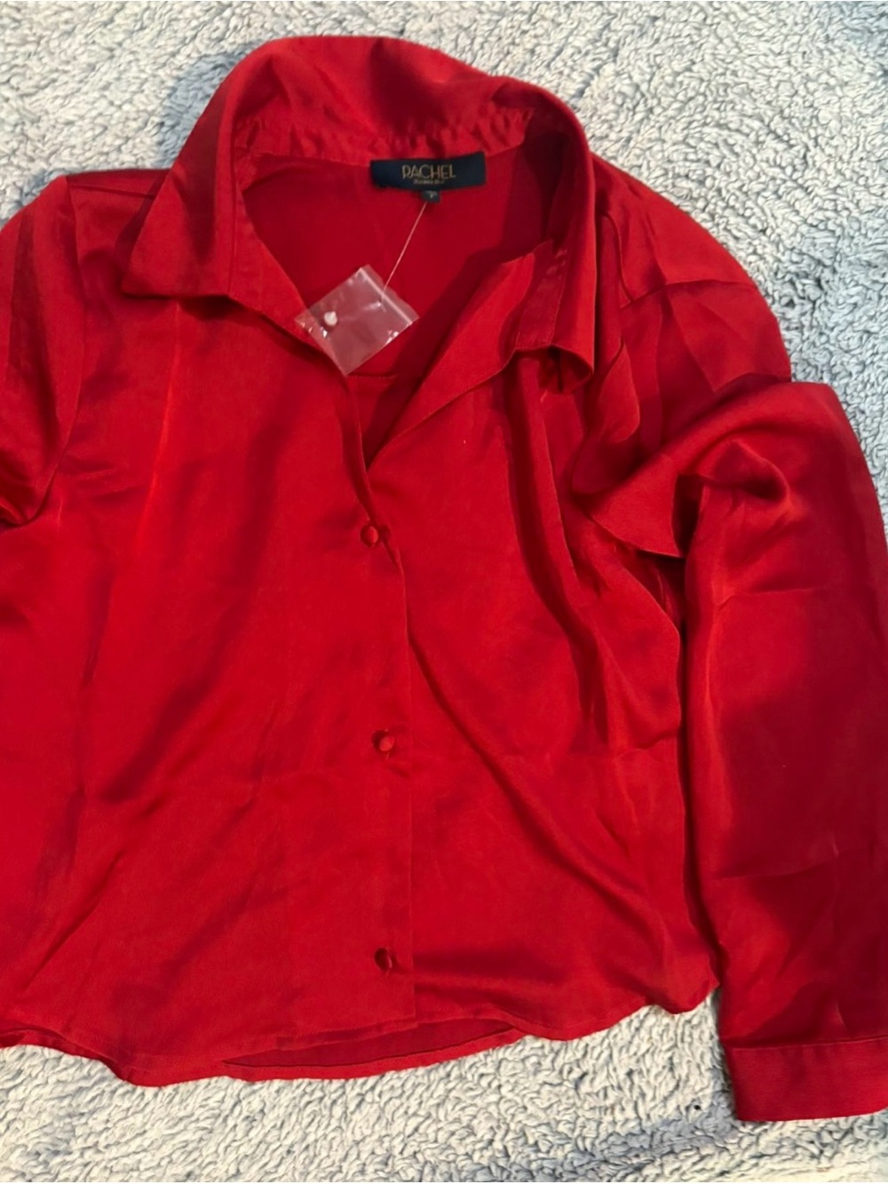 Rachel Red Satin Button-Down Shirt
